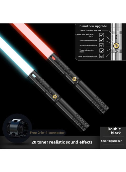 Star Wars Laser Sword Metal Handle Laser Sword Color Changing Children's Luminous Sword Seven Color Two-in-One Toy Lightsaber-Color:2.6 Regular Black Two -15 Color Has Been Upgraded To 20 Color-Specifications:Magic Laser Sword