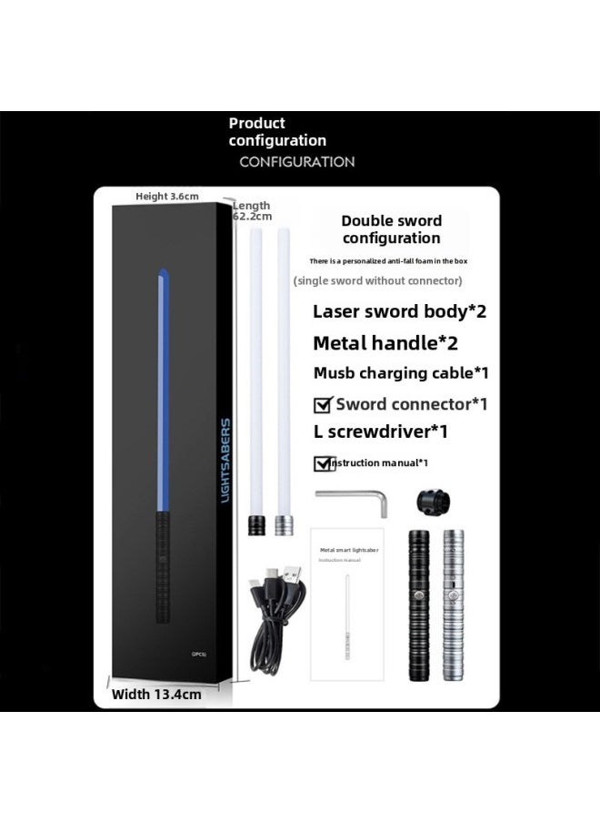 Star Wars Laser Sword Metal Handle Laser Sword Color Changing Children's Luminous Sword Seven Color Two-in-One Toy Lightsaber-Color:2.6 Regular Black Two -15 Color Has Been Upgraded To 20 Color-Specifications:Magic Laser Sword
