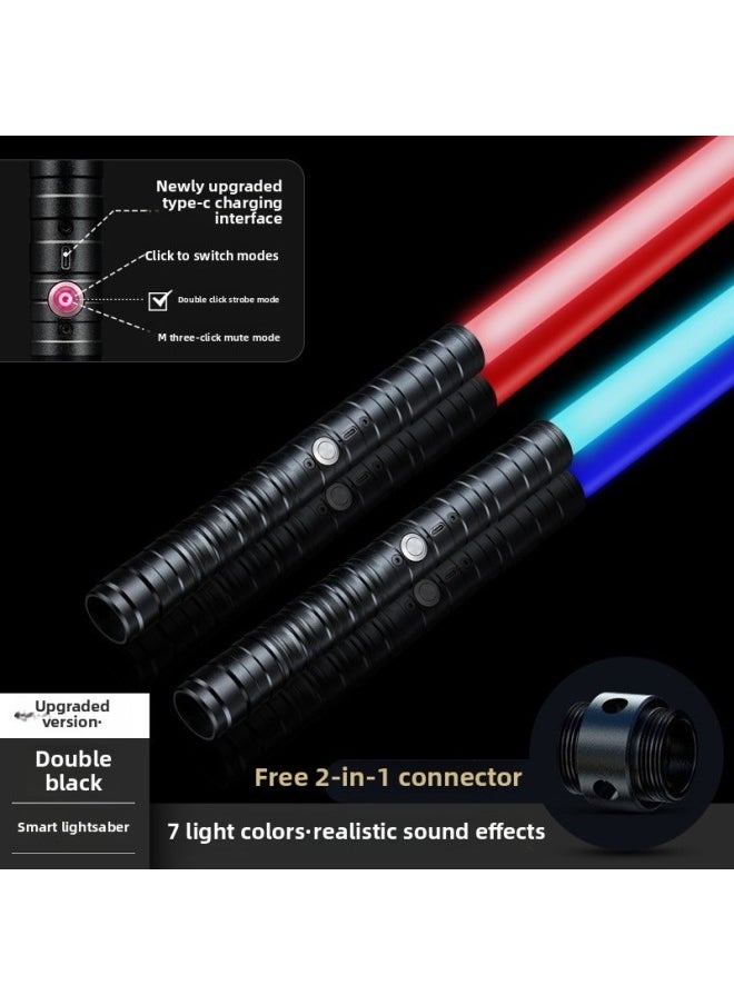 Star Wars Laser Sword Metal Handle Laser Sword Color Changing Children's Luminous Sword Seven Color Two-in-One Toy Lightsaber-Color:2.6 Regular Black Two -15 Color Has Been Upgraded To 20 Color-Specifications:Magic Laser Sword