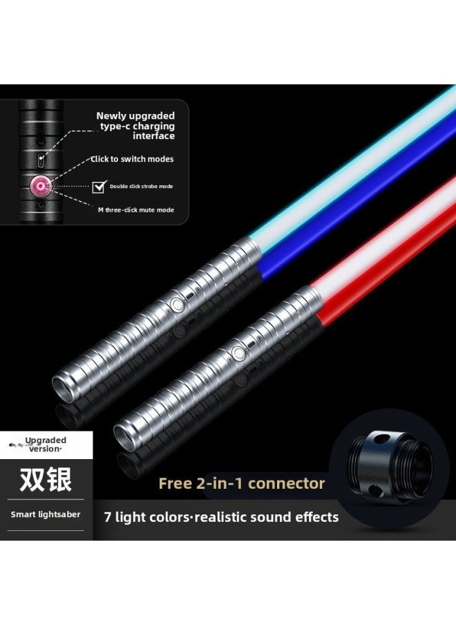 Star Wars Laser Sword Metal Handle Laser Sword Color Changing Children's Luminous Sword Seven Color Two-in-One Toy Lightsaber-Color:2.6 Regular Black Two -15 Color Has Been Upgraded To 20 Color-Specifications:Magic Laser Sword