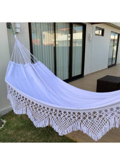 Antikiano Macrame handmade hammock | Outdoor garden furniture | Cotton hammock | Beige handcrafted hammock | Outdoor summer | High quality 200x150 cm hammock  - Image 2