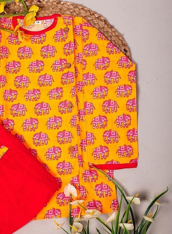 LITTLE DREAMS New Elephant DesignCotton Dhoti kurta Kids Boys YEL(4-5) YEAR - Image 5