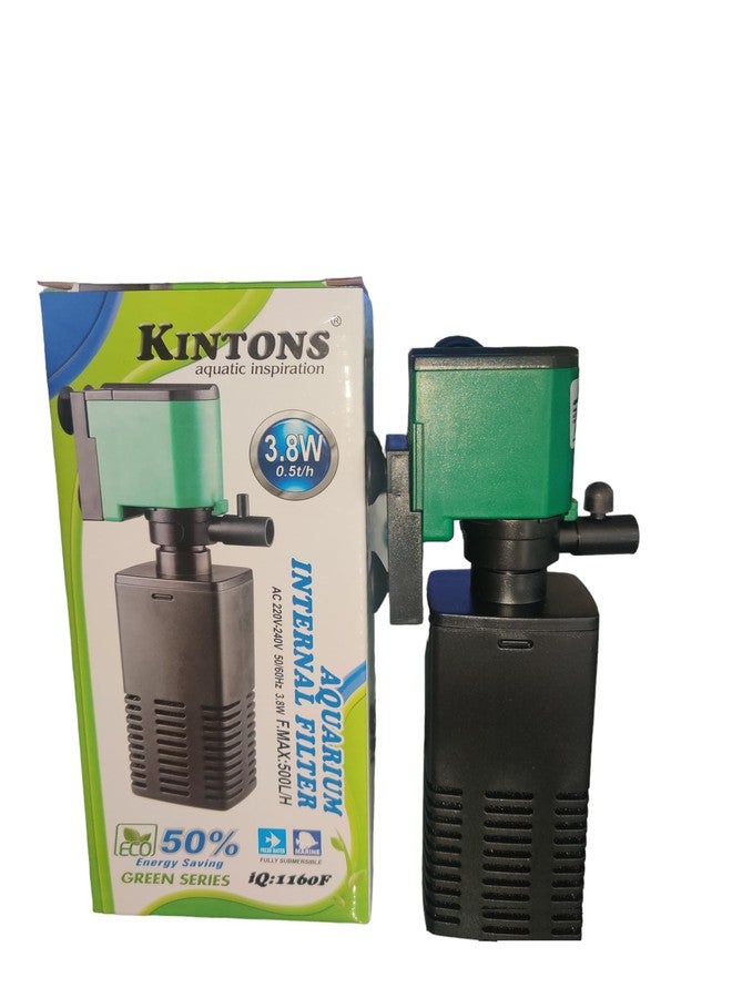 Kintons 50% Energy Saving Aquarium Internal Filter Submersible Filter for Freshwater & Marine Aquarium 3.8w 500L/h - IQ1160F - Image 1