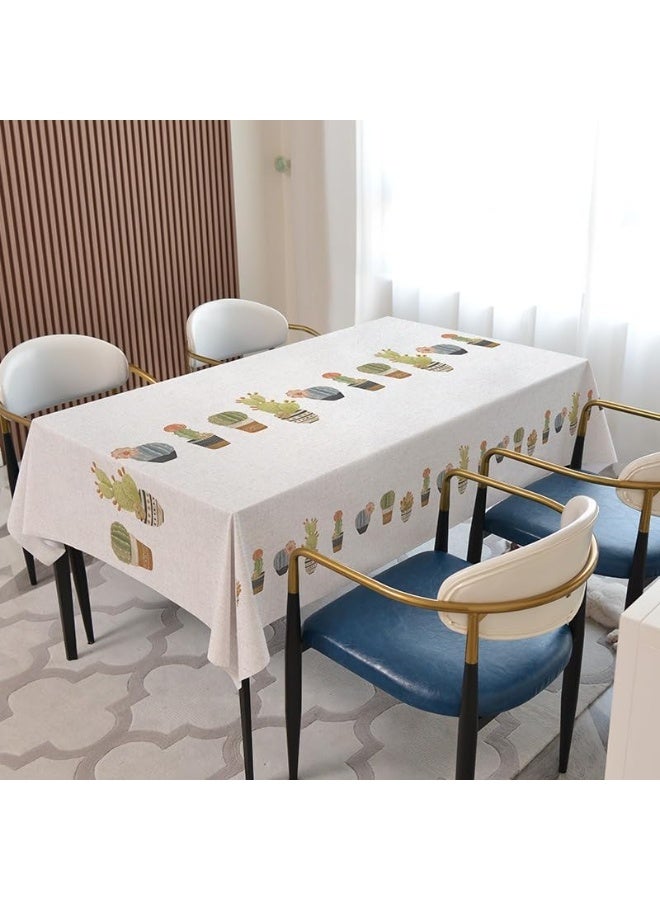 UKR Waterproof PVC Tablecloth for Dining Table Rectangle Table Cover Wipe Clean Vinyl Durable (Cactus Garden Flower, 140x220 cm) - Image 2
