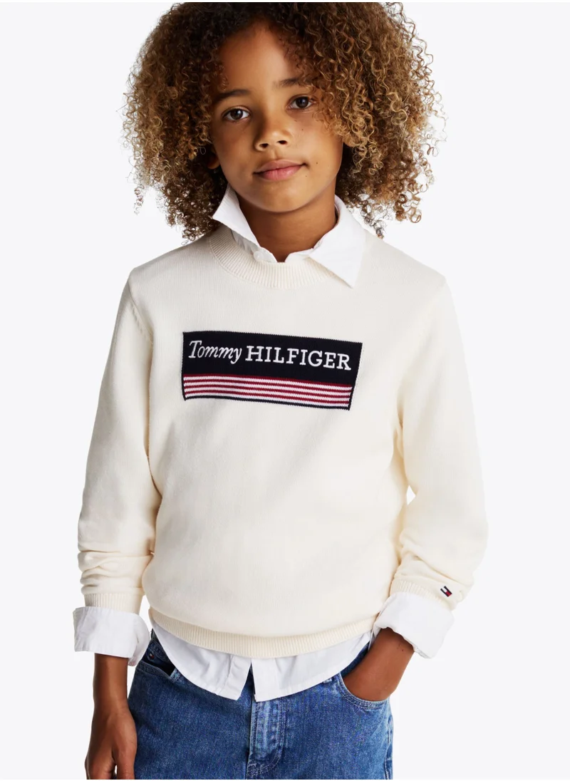 تومي هيلفيغر Kids Monotype 1985 Logo Label Regular Sweater