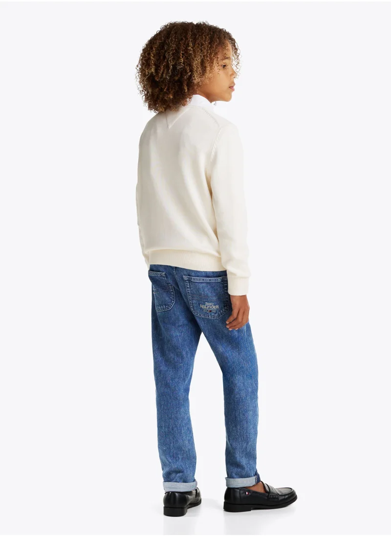 تومي هيلفيغر Kids Monotype 1985 Logo Label Regular Sweater