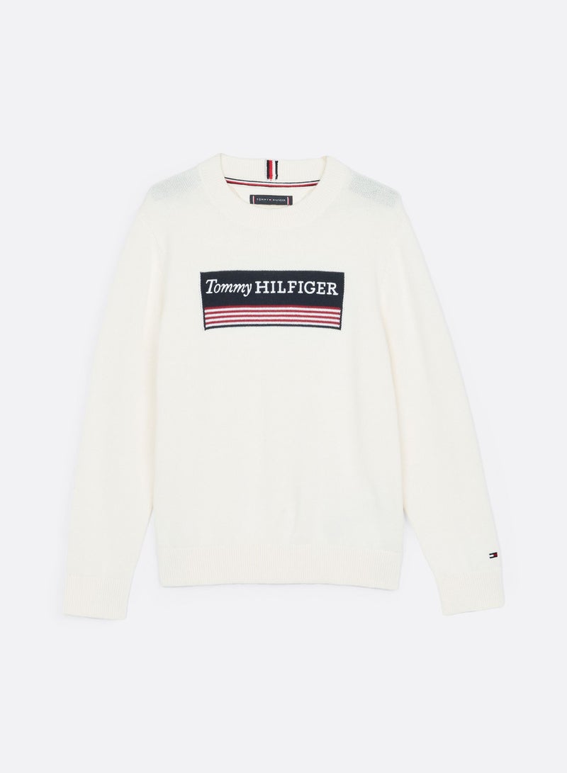TOMMY HILFIGER Kids Monotype 1985 Logo Label Regular Sweater - Image 5