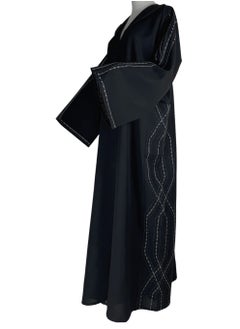 The Abaya Market Black Formal Abaya with Starlight Dance Embroidery and Pockets  - Image 1