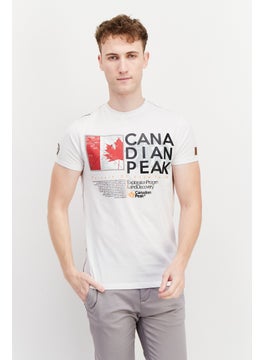 Men Crew Neck Short Sleeve Graphic T Shirt, White Combo