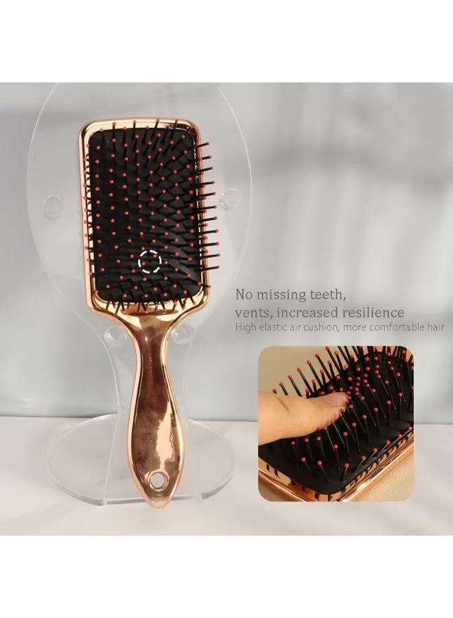 Goolsky 1pc Rose Golden Electroplated Paddle Air Cushion Massage Comb for Fluffy, Knot-Free Hair - Nylon Bristles, Ergonomic Handle, Large Size for Easy Detangling and Styling, Paddle Hair Brush - Image 1