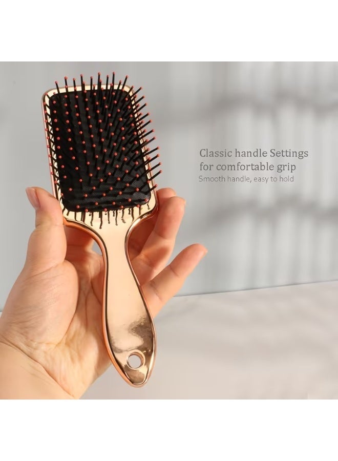 Goolsky 1pc Rose Golden Electroplated Paddle Air Cushion Massage Comb for Fluffy, Knot-Free Hair - Nylon Bristles, Ergonomic Handle, Large Size for Easy Detangling and Styling, Paddle Hair Brush - Image 5