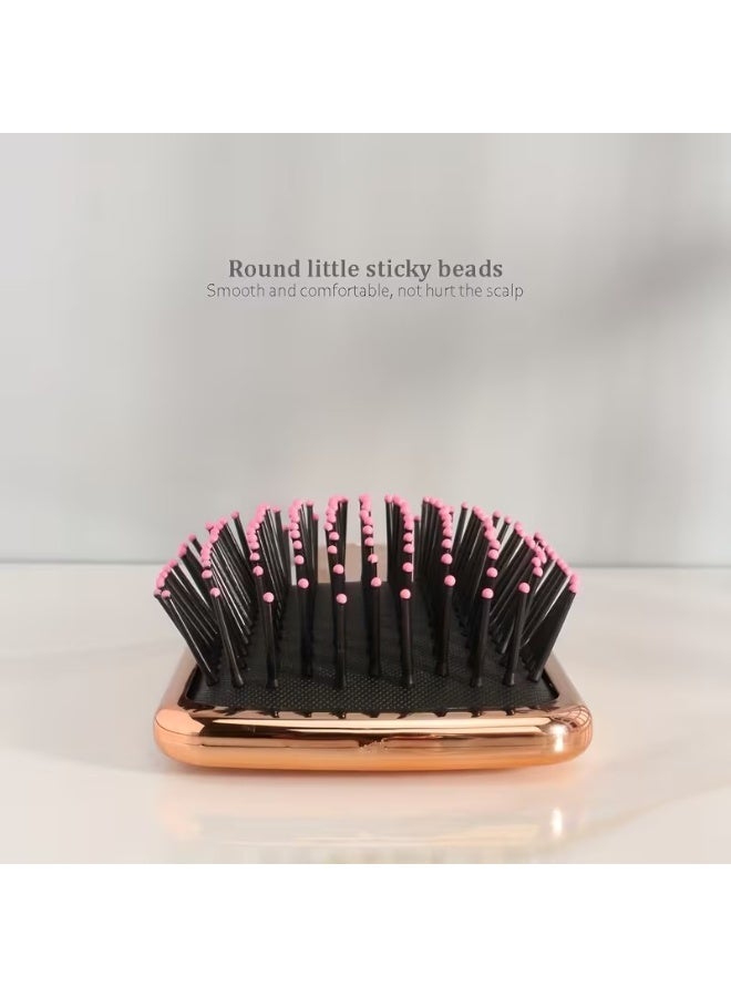 Goolsky 1pc Rose Golden Electroplated Paddle Air Cushion Massage Comb for Fluffy, Knot-Free Hair - Nylon Bristles, Ergonomic Handle, Large Size for Easy Detangling and Styling, Paddle Hair Brush - Image 2