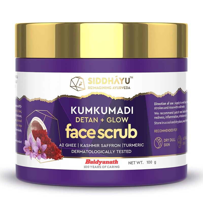 Siddhayu Baidyanath Kumkumadi Face Scrub Detan Glow Herbal Face Scrub for Glowing Skin 100 gm - Image 1
