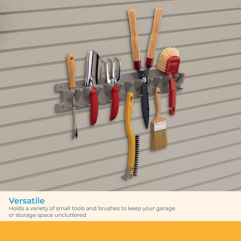 suncast Suncast 2 Wall Mount Tool Organizer for Hanging Lawn and Garden Tools 30 lb Weight Capacity Gray Made in the USA  - Image 5