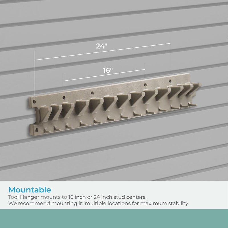 suncast Suncast 2 Wall Mount Tool Organizer for Hanging Lawn and Garden Tools 30 lb Weight Capacity Gray Made in the USA  - Image 3
