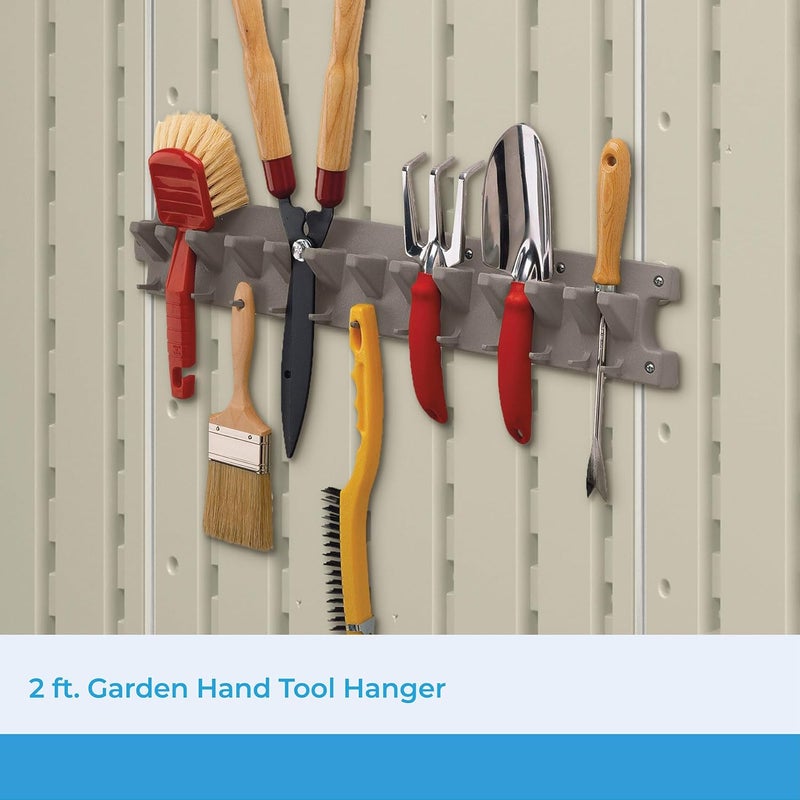 suncast Suncast 2 Wall Mount Tool Organizer for Hanging Lawn and Garden Tools 30 lb Weight Capacity Gray Made in the USA  - Image 2