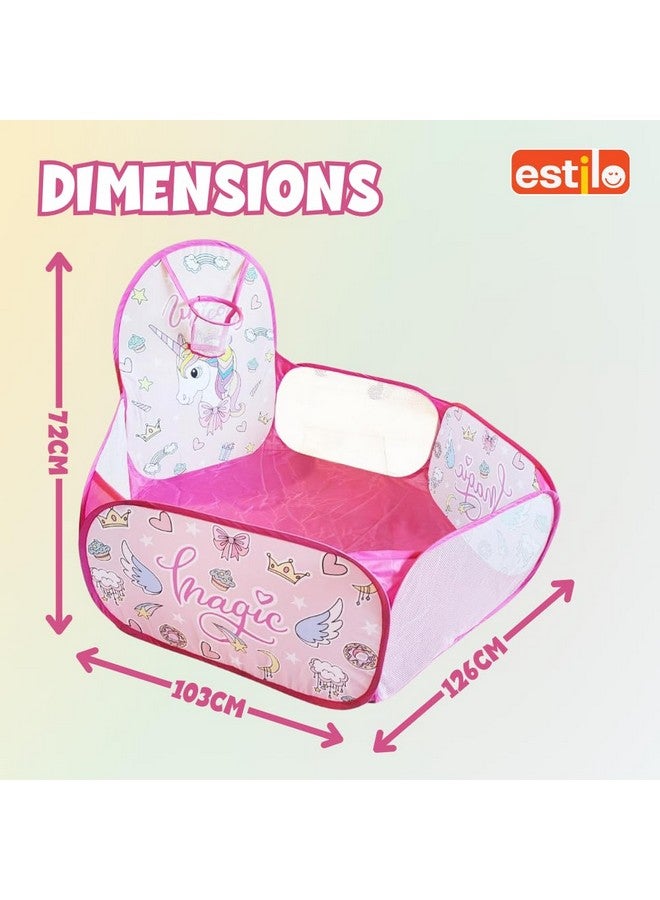Estilo Estilo Fro-Zen Ball Pool Kids Ball Pit Large Pop Up Childrens Ball Pits Tent with Ball Unicorn Theme for Toddlers Playhouse Baby Crawl Playpen with Basketball Hoop - Image 4