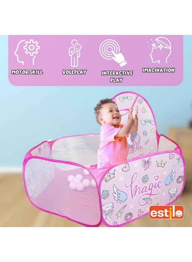 Estilo Estilo Fro-Zen Ball Pool Kids Ball Pit Large Pop Up Childrens Ball Pits Tent with Ball Unicorn Theme for Toddlers Playhouse Baby Crawl Playpen with Basketball Hoop - Image 3
