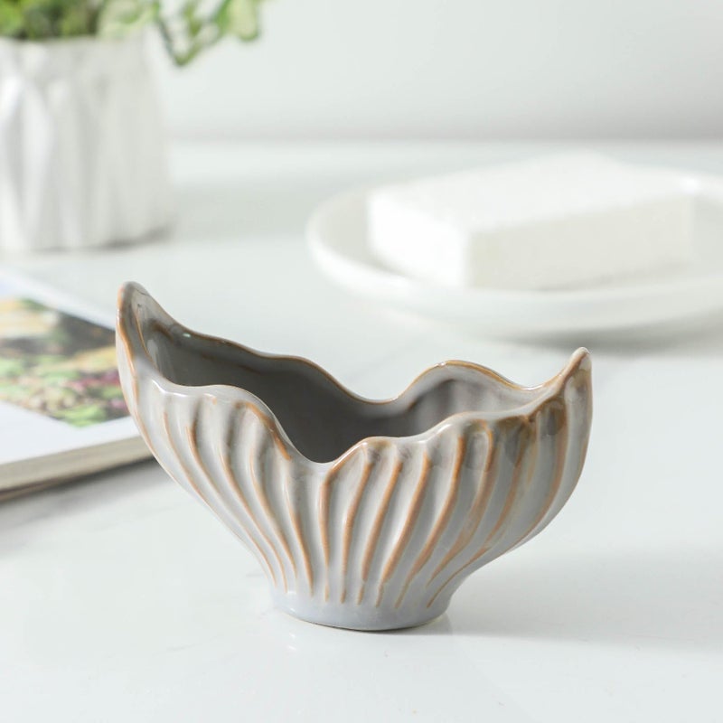 Uiddo Sponge Holder for Kitchen Sink, Ceramic Sponge Holder with Fishtail Design, Sink Sponge Holder Caddy Organizer for Countertop, Farmhouse Kitchen Decor, Compact Kitchen Sponge Holder(Grey) - Image 4