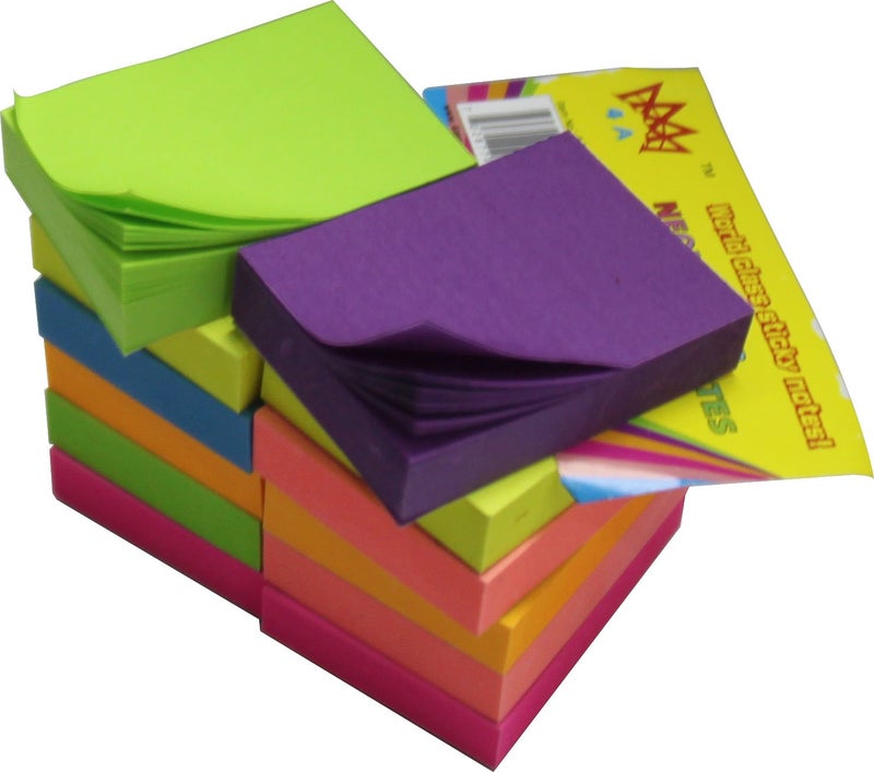 4A Sticky Notes,1 1/2 x 2 Inches,Small Size,The Adhesive On Shorter Side,Neon Assorted,Self-Stick Notes,100 Sheets/Pad,12 Pads/Pack,4A 301x12-N, Neon Assorted-12 Pads - Image 3