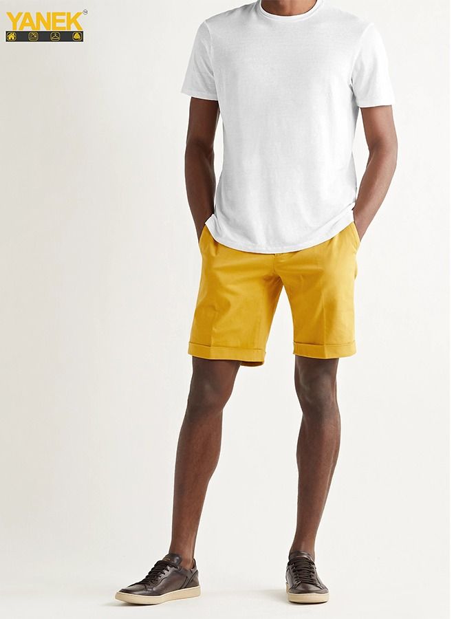 YANEK تي شيرت رجالي عادي بلون خالص نصف كم فائق النعومة - Image 2