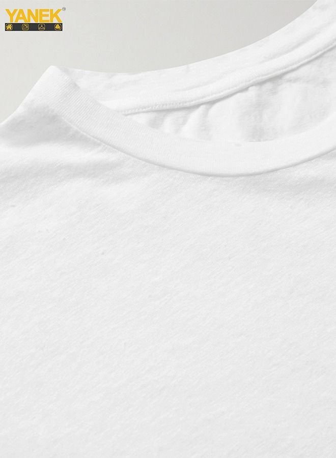 YANEK تي شيرت رجالي عادي بلون خالص نصف كم فائق النعومة - Image 4