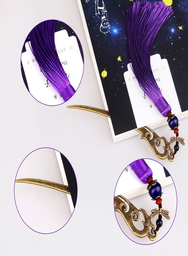 GTHER Chinese Metal Bookmarks with Tassel, Vintage Bookmark Unique Classical Ancient Chinese Hairpin Bookmark with Handmade Silky Tassel for Book Lovers Unique Gift - Image 5