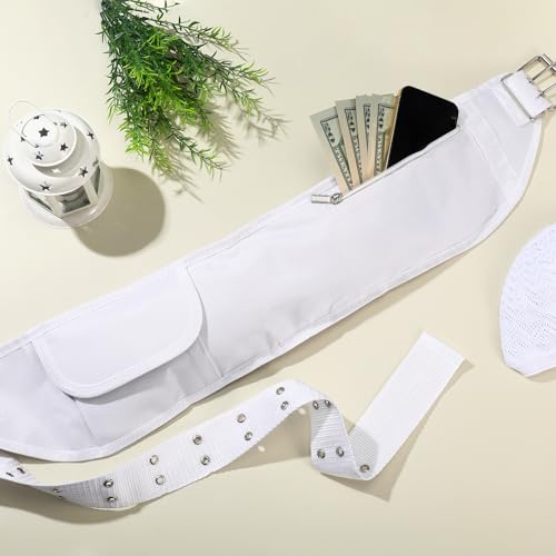 Dansydaisy Ihram Belt for Hajj and Umrah White Adjustable Ihram Waist Belt with Zippered Pockets Fits 32" up to 52" - Image 4