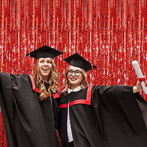 GOER 3.2 ft x 8.2 ft Metallic Tinsel Foil Fringe Curtains Party Photo Backdrop Party Streamers for Birthday,Graduation,New Year Eve Decorations Wedding Decor (1 Pack, Red) - Image 4