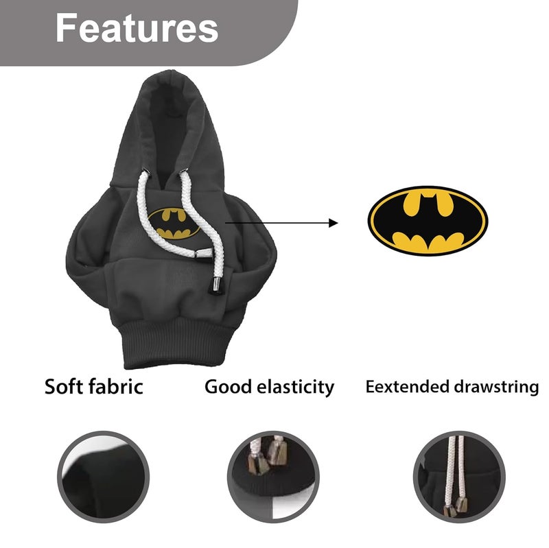 woopme Cotton Car Gear Shift Hoodie | Shifter Funny Sweater Superhero Theme for Gearshift | Protector Decoration Accessories Knob (Black) - Image 3