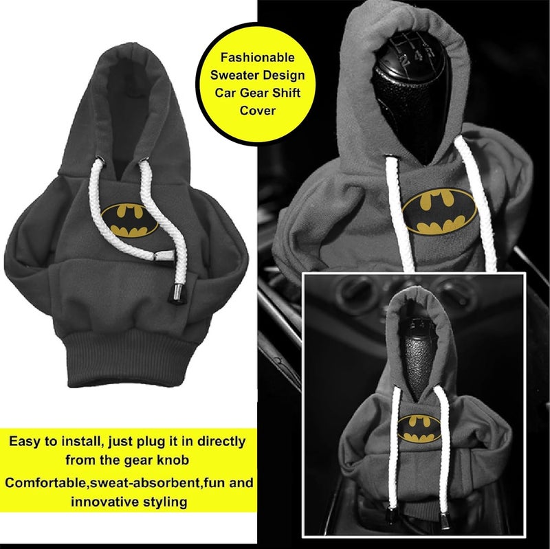 woopme Cotton Car Gear Shift Hoodie | Shifter Funny Sweater Superhero Theme for Gearshift | Protector Decoration Accessories Knob (Black) - Image 2