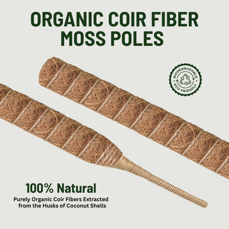 Imezos 2 Pack 30 Inch Moss Pole for Plants, Moss Poles for Climbing Plants Monstera, Handmade Coco Coir Plant Pole, Monstera Plant Support for Plant Grow - Image 2