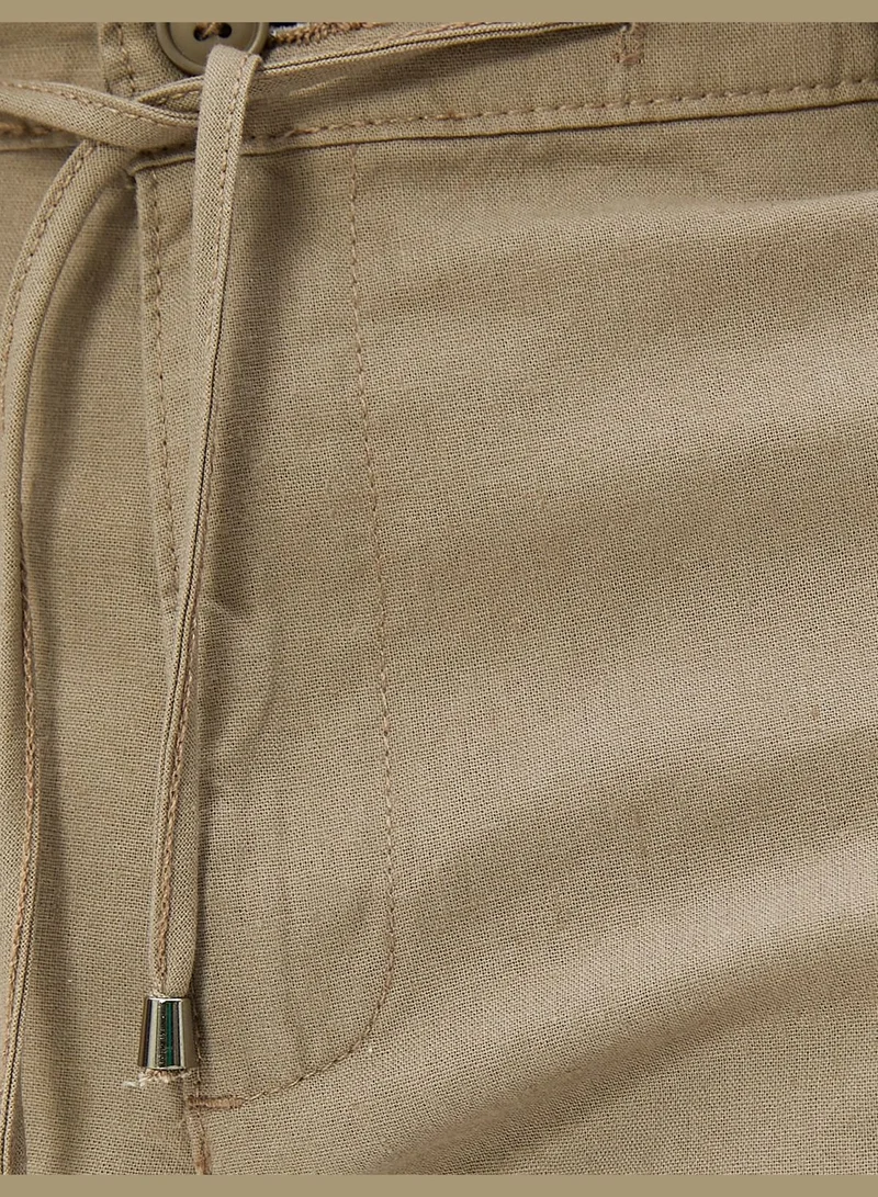 KOTON Linen Blend Shorts Drawstring Buttoned Pocket Detailed