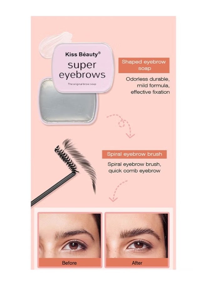 Kiss Beauty Eyebrow Gel Eyebrow Soap Kit, 4D Brows Gel Long Lasting Eyebrow Setting Gel Waterproof Eyebrow Makeup Balm Pomade Cosmetics  Eyebrow Soap Kit with 4D Brows Gel – Waterproof, Long-Lasting Eyebrow Setting Balm & Pomade  - Image 3