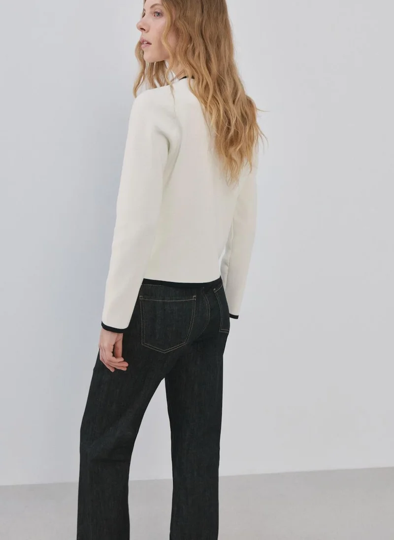 مانجو Contrasting ribbed cardigan