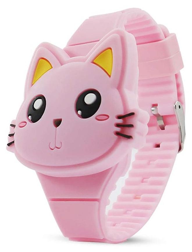 ساعات بنات للأطفال، تصميم صدفي على شكل قطة وردية لطيفة، ساعة رقمية بإضاءة ليد على شكل أرنب، هدية عيد ميلاد للبنات الصغار والأولاد - Image 1