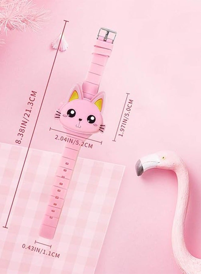 ساعات بنات للأطفال، تصميم صدفي على شكل قطة وردية لطيفة، ساعة رقمية بإضاءة ليد على شكل أرنب، هدية عيد ميلاد للبنات الصغار والأولاد - Image 3