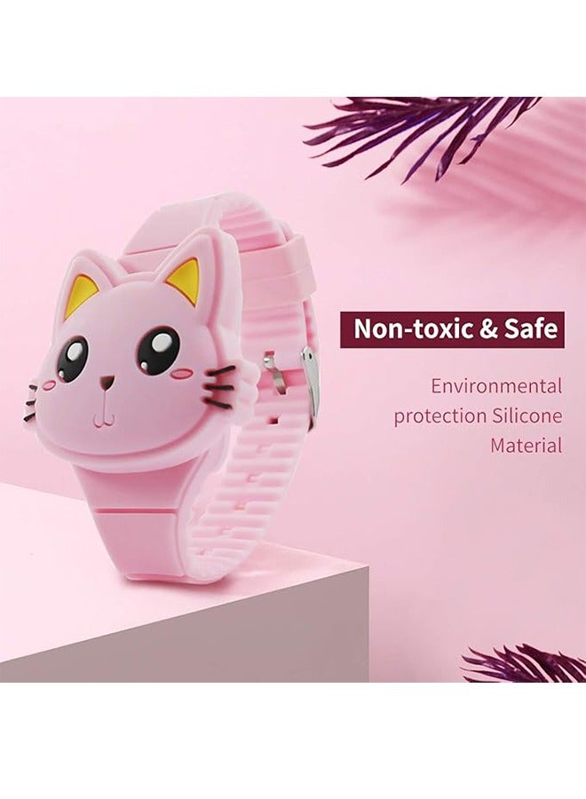 ساعات بنات للأطفال، تصميم صدفي على شكل قطة وردية لطيفة، ساعة رقمية بإضاءة ليد على شكل أرنب، هدية عيد ميلاد للبنات الصغار والأولاد - Image 5