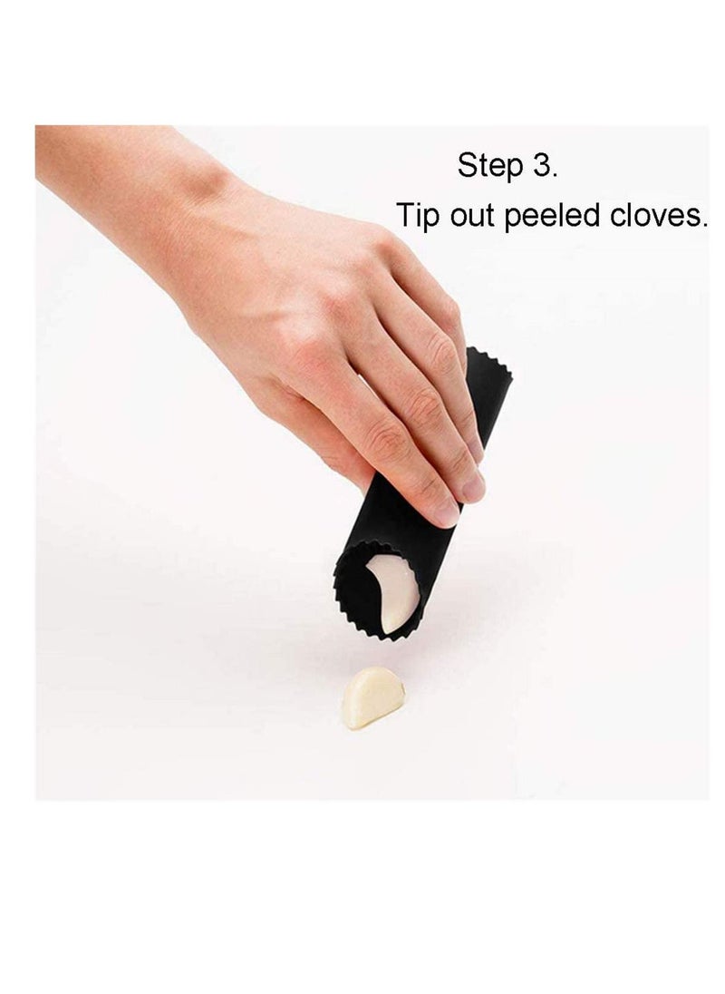 NIBEMINENT 2 Set Silicone Garlic Peeler Easy Roller Tube Useful Odorfree Kitchen Tool, Made by Premium Material, Food Grade silicone Rubber (Black, Blue)  - Image 3