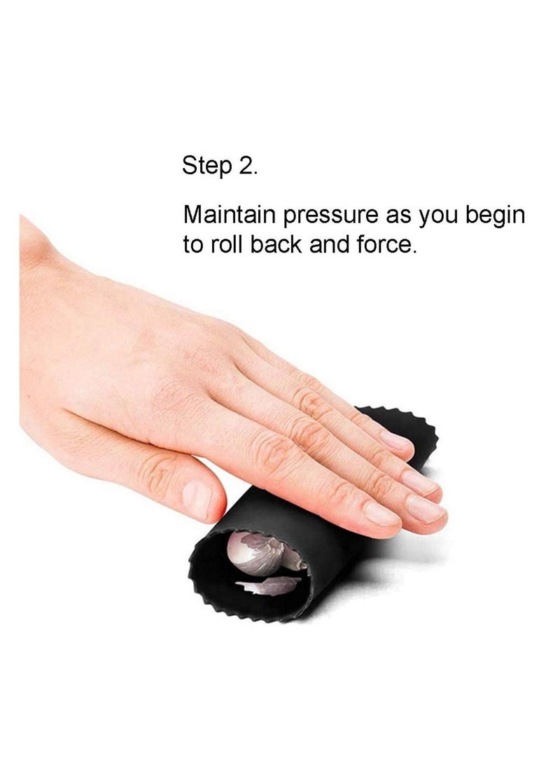 NIBEMINENT 2 Set Silicone Garlic Peeler Easy Roller Tube Useful Odorfree Kitchen Tool, Made by Premium Material, Food Grade silicone Rubber (Black, Blue)  - Image 4