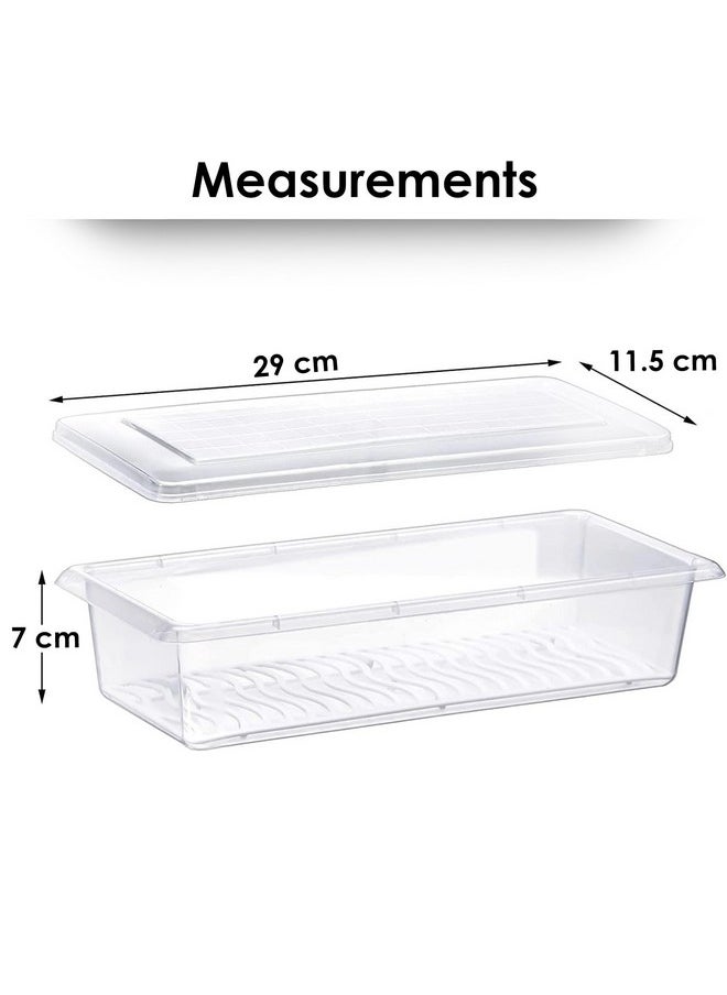 Story@Home Story@Home Fridge Storage Boxes - Set of 6 | Plastic Kitchen Storage Box, Fridge Storage Containers, Food Storage Container Set with removable Drain Plate & Lid | Storage Box and Organiser | Clear  - Image 5