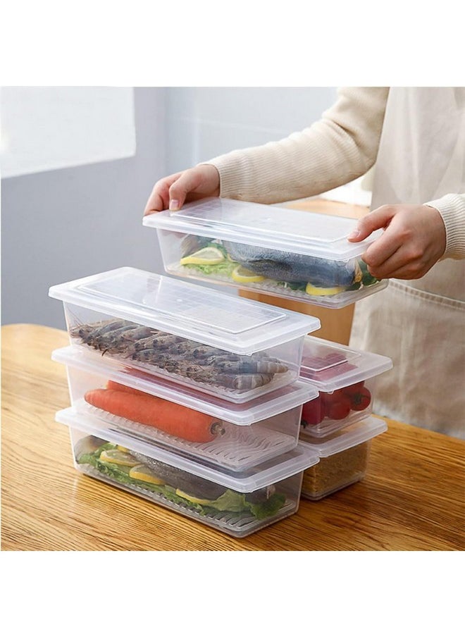 Story@Home Story@Home Fridge Storage Boxes - Set of 6 | Plastic Kitchen Storage Box, Fridge Storage Containers, Food Storage Container Set with removable Drain Plate & Lid | Storage Box and Organiser | Clear  - Image 2