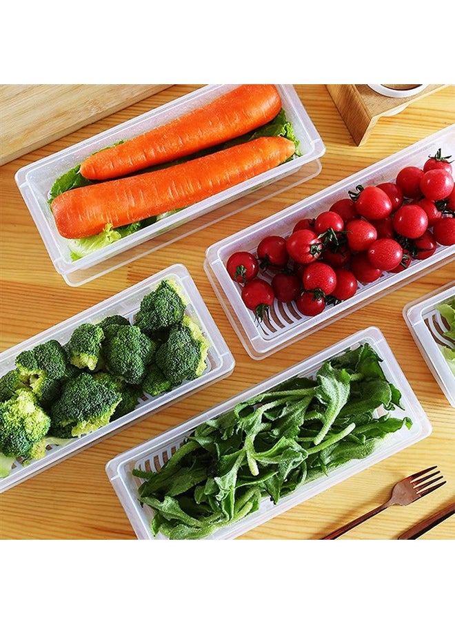 Story@Home Story@Home Fridge Storage Boxes - Set of 6 | Plastic Kitchen Storage Box, Fridge Storage Containers, Food Storage Container Set with removable Drain Plate & Lid | Storage Box and Organiser | Clear  - Image 4