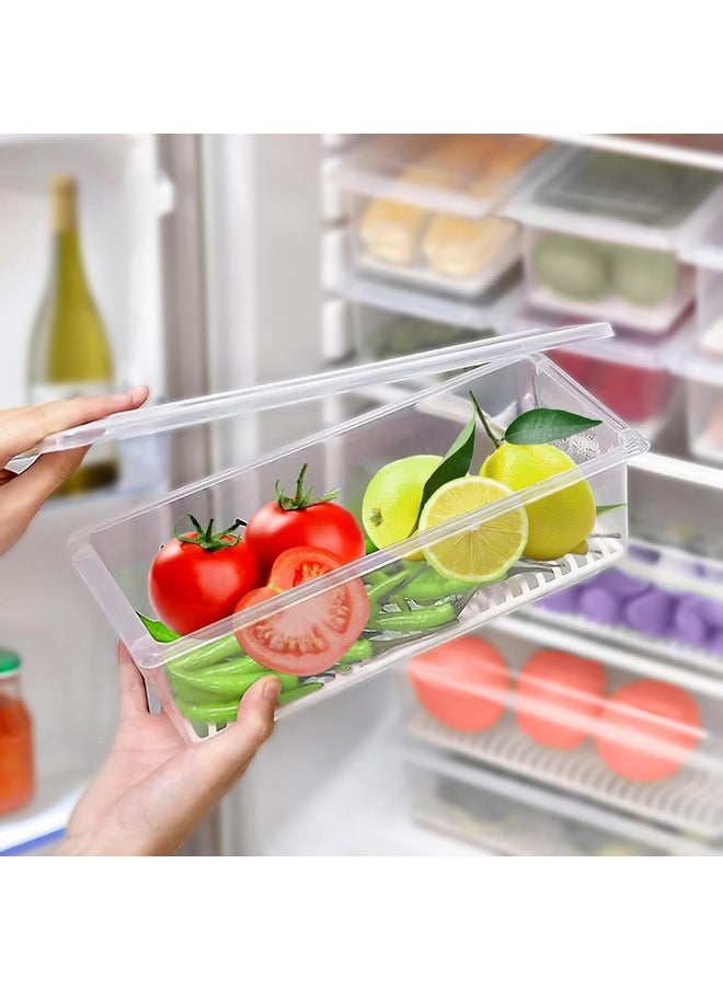 Story@Home Story@Home Fridge Storage Boxes - Set of 6 | Plastic Kitchen Storage Box, Fridge Storage Containers, Food Storage Container Set with removable Drain Plate & Lid | Storage Box and Organiser | Clear  - Image 1
