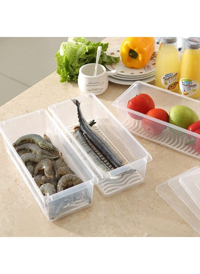 Story@Home Story@Home Fridge Storage Boxes - Set of 6 | Plastic Kitchen Storage Box, Fridge Storage Containers, Food Storage Container Set with removable Drain Plate & Lid | Storage Box and Organiser | Clear  - Image 3