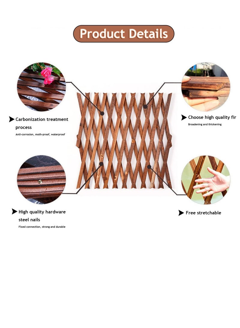 Generic 𝐅𝐅𝐃 Expandable Wooden Garden Fence Trellis – Natural Wood Lattice Panel for Climbing Plants, Outdoor Decorative Screen, Adjustable Wall-Mounted Plant Support for Garden, Balcony, Indoor & Outdoor Use  - Image 5