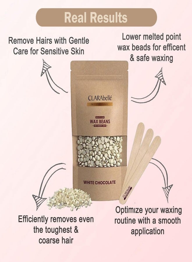 CLARABELLE PROFESSIONALS Unisex Adult Hair Removal Brazilian Hard Wax Beans For Face, Eyebrow, Back, Chest, Bikini Areas, Legs, Arms And Beards | White Chocolate (White Chocolate, 100 Gram) - Image 3