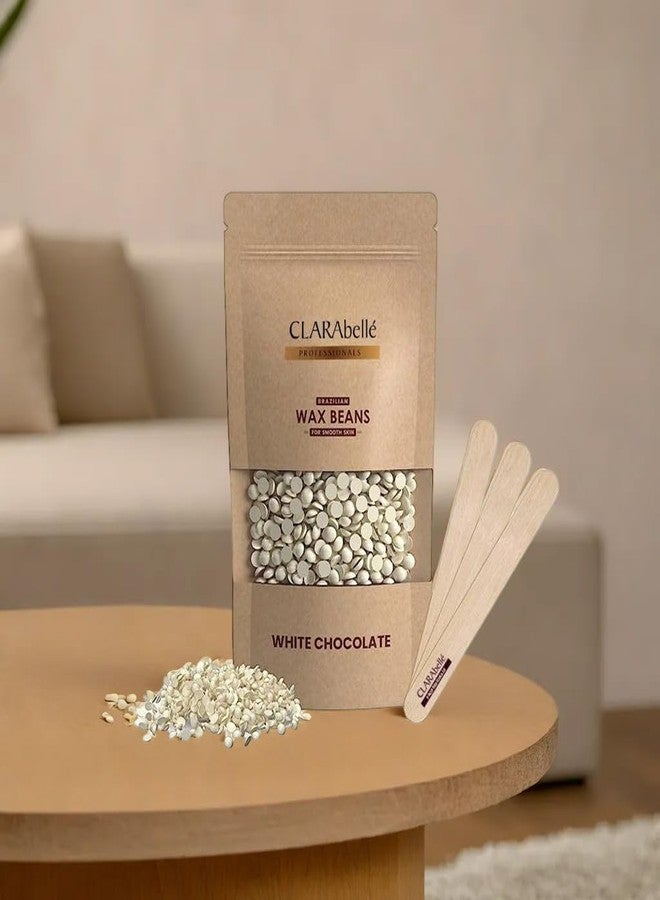 CLARABELLE PROFESSIONALS Unisex Adult Hair Removal Brazilian Hard Wax Beans For Face, Eyebrow, Back, Chest, Bikini Areas, Legs, Arms And Beards | White Chocolate (White Chocolate, 100 Gram) - Image 1