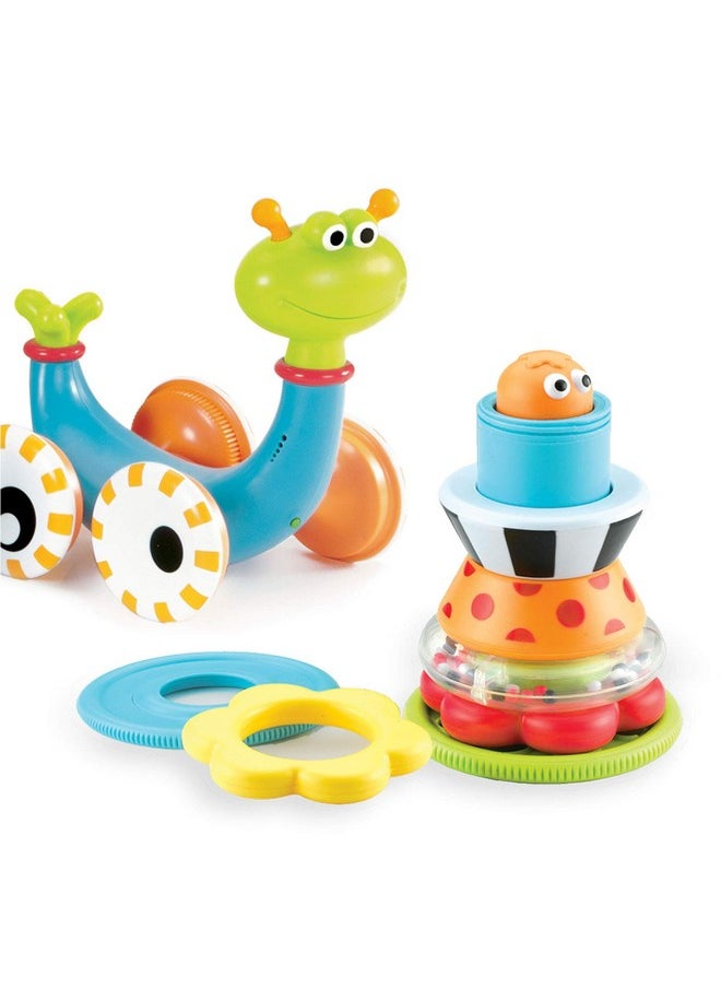 Yookidoo Yookidoo Musical Crawl 'N' Go Snail Toy with Stacker - Promotes Baby's Crawling and Walking. Rolls and Spins Its Shell As It Moves.  - Image 1
