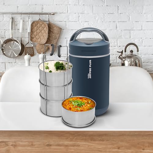 Jaypee Plus Hottline Electric Lunch Box with 4 Stainless Steel Container 320x4 ml Office Lunch Box for Men & Women Spillproof Leakproof Tiffin Box Perfect for Hot Food Reheat Food in 30 Minute,Blue - Image 5